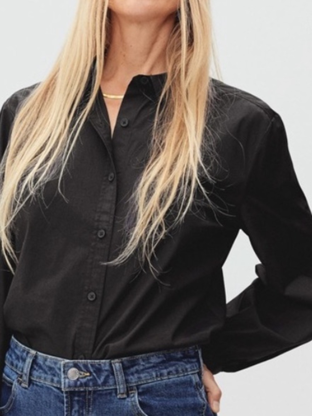 Everlane The Girlfriend 💯 Cotton Prep Button Down Black